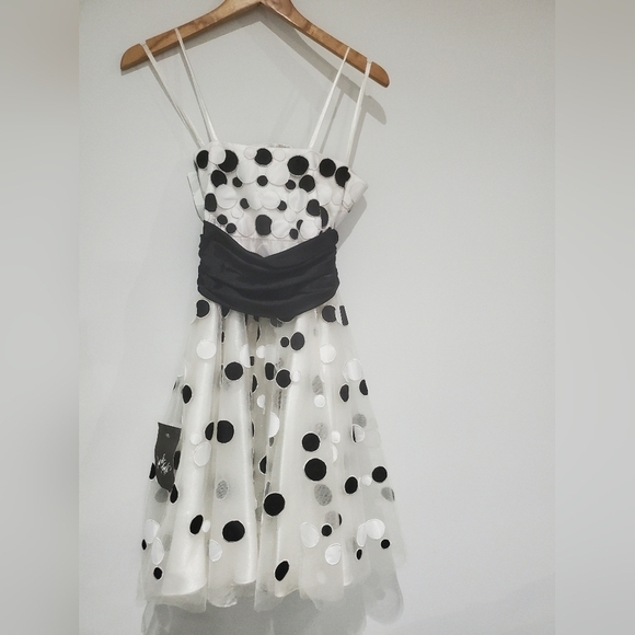 LORD & TAYLOR NWT Strapless midi black and white polka-dot Coctail dress XXS - Picture 6 of 7